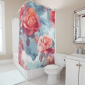 Göttliches Rosa und Rote Rosen in weichen Wolken Duschvorhang (Beispiel)