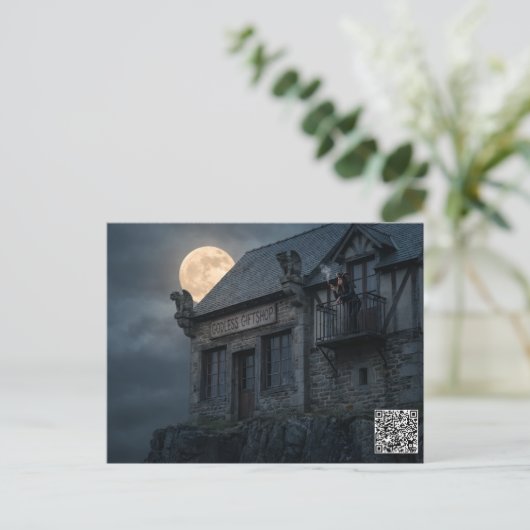 Gottloser Geschenkeladen Postkarte (Stehend Vorderseite)