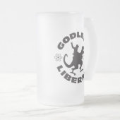 Gottloses Liberal-offizielles Logo-mattierte Tasse (VorderseiteRechts)