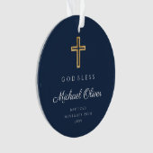 Götzendiener Blauer Religiöser Taufe Foto Ornament (Vorderseite)