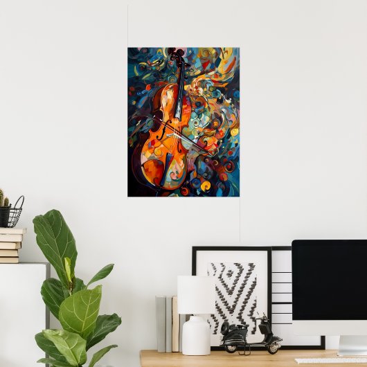 Gouache Art farbenfroh Cello Poster Print (Heimbüro)