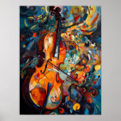 Gouache Art farbenfroh Cello Poster Print (Vorne)