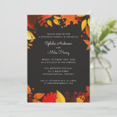Gouache Autumn Leaves auf Black Probe Dinner Einladung (Stehend Vorderseite)