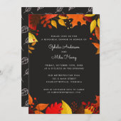 Gouache Autumn Leaves auf Black Probe Dinner Einladung (Vorne/Hinten)