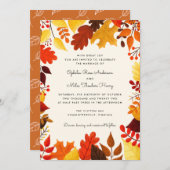 Gouache Autumn Leaves Frame Wedding Einladung (Vorne/Hinten)