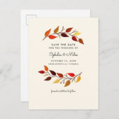 Gouache Autumn Leaves Save the Date Ankündigungspostkarte (Vorne/Hinten)
