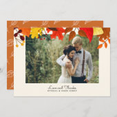 Gouache Autumn Leaves Single Foto Dankeschön Card Save The Date (Vorne/Hinten)