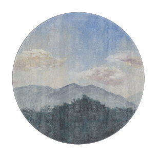Gouache Blue Mountains: Lebhafte Naturlandschaft Schneidebrett