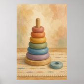 Gouache-Boho-Kunstposter mit gestapelten Regenboge Poster (Vorne)