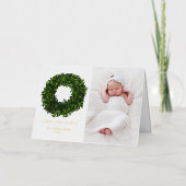Gouache Boxwood Wreath First Baby Christmas Foto (Vorderseite)