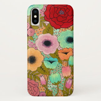 Gouache Floral Painted Garden iPhone X Fall Case-Mate iPhone Hülle