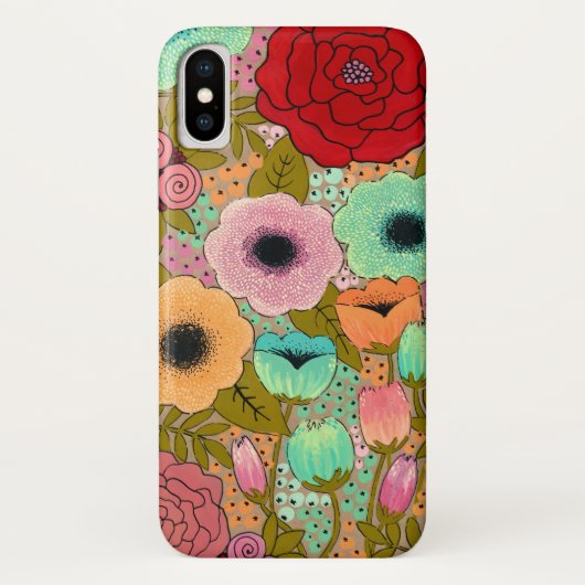 Gouache Floral Painted Garden iPhone X Fall Case-Mate iPhone Hülle (Rückseite)