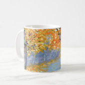 Gouache Herbstlandschaft. Goldener Fall im leeren  Kaffeetasse (Vorderseite Links)