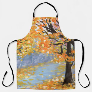 Gouache Herbstlandschaft. Goldener Fall im leeren  Schürze