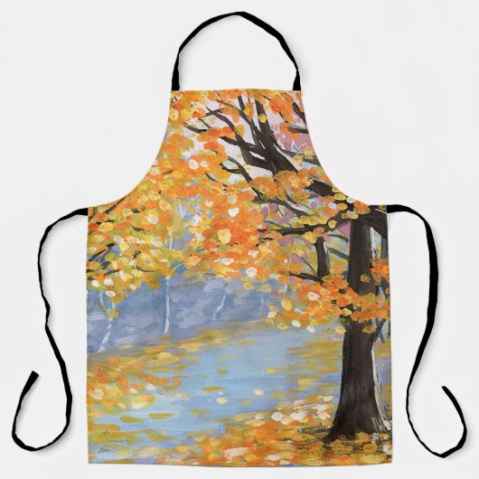 Gouache Herbstlandschaft. Goldener Fall im leeren Schürze (Vorderseite)