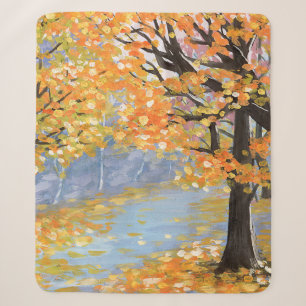 Gouache Herbstlandschaft. Goldener Fall im leeren Sherpadecke