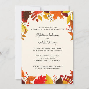 Gouache Herbstleaves Hochzeitsessen Probe Einladung
