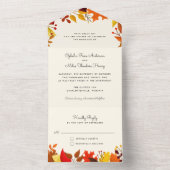 Gouache Herbstverlässt alle in einer Hochzeitsfeie All In One Einladung (Innen Boden)