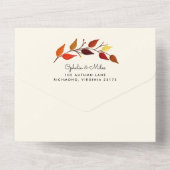 Gouache Herbstverlässt alle in einer Hochzeitsfeie All In One Einladung (Rückseite)