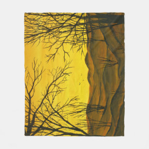 Gouache Malerei: gelber Himmel, braun. Fleecedecke