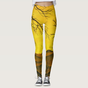 Gouache Malerei: gelber Himmel, braun. Leggings
