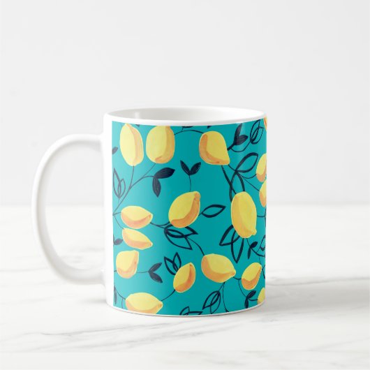 Gouache nahtloses Muster mit dekorativem Gelb Kaffeetasse (Links)
