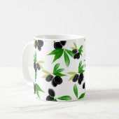 Gouache nahtloses Muster mit Olivenzweig, l Kaffeetasse (Vorderseite Links)