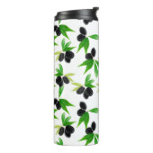 Gouache nahtloses Muster mit Olivenzweig, l Thermosbecher (Nach links gedreht)