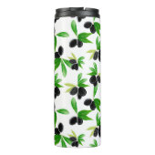 Gouache nahtloses Muster mit Olivenzweig, l Thermosbecher (Rückseite)