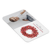Gouache Red Winterberry Wreath Foto Weihnachten Magnet (Rechte Seite)