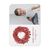 Gouache Red Winterberry Wreath Foto Weihnachten Magnet (Vertikal)