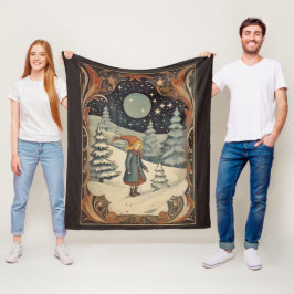 Gouache Vintag Retro Christmas Fleecedecke