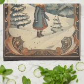 Gouache Vintag Retro Christmas Geschirrtuch (Gefaltet)