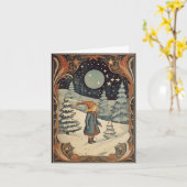 Gouache Vintag Retro Christmas Karte (Gelbe Blume)