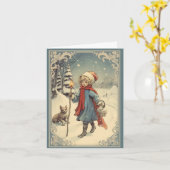 Gouache Vintag Retro Christmas Karte (Gelbe Blume)