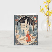 Gouache Vintag Retro Christmas Karte (Gelbe Blume)