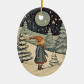 Gouache Vintag Retro Christmas Keramik Ornament (Vorne)