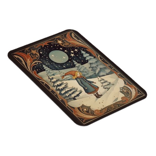 Gouache Vintag Retro Christmas Magnet (Rechte Seite)