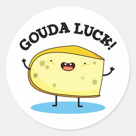Gouda Luck Funny Cheese Pun Runder Aufkleber (Vorderseite)