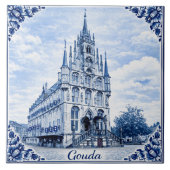 Gouda town hall Delft Blue style ceramic tile Fliese (Vorderseite)
