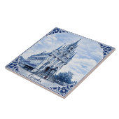 Gouda town hall Delft Blue style ceramic tile Fliese (Seite)