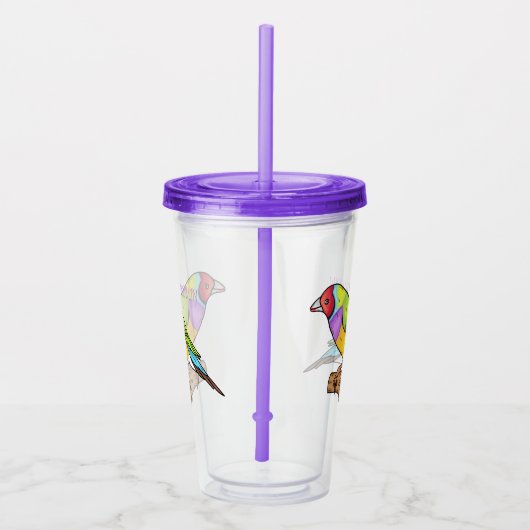 Gouldian finch bird Cartoon Illustration Acryltrinkbecher (Rechts)