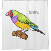 Gouldian finch bird Cartoon Illustration Duschvorhang (Vorderseite)