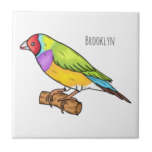 Gouldian finch bird Cartoon Illustration Fliese