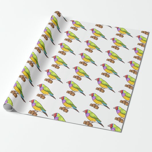 Gouldian finch bird Cartoon Illustration Geschenkpapier (Ungerollt)