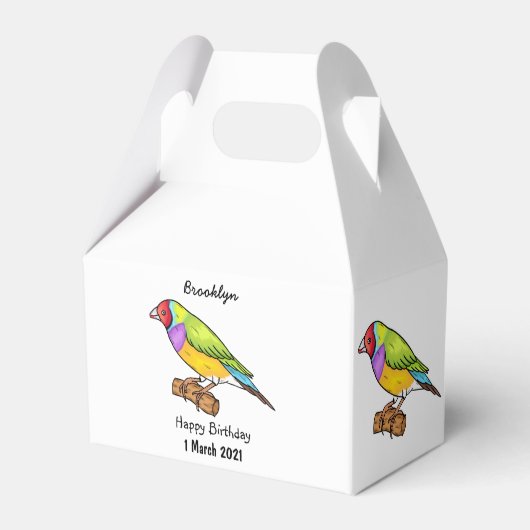 Gouldian finch bird Cartoon Illustration Geschenkschachtel (Rückseite)