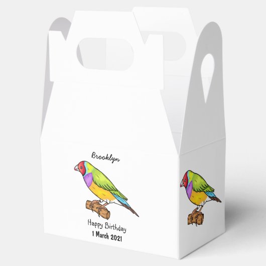 Gouldian finch bird Cartoon Illustration Geschenkschachtel (Geöffnet)