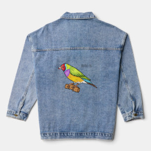 Gouldian finch bird Cartoon Illustration Jeansjacke