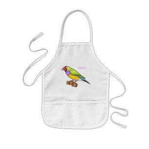 Gouldian finch bird cartoon illustration  kinderschürze