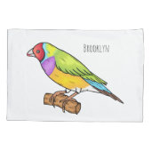 Gouldian finch bird Cartoon Illustration Kissenbezug (Rückseite)